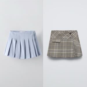 2 pc set Zara Girls Pleated Preppy Mini Skirts